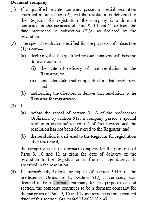 Thời điểm đăng ký công ty dormant Hồng Kông
